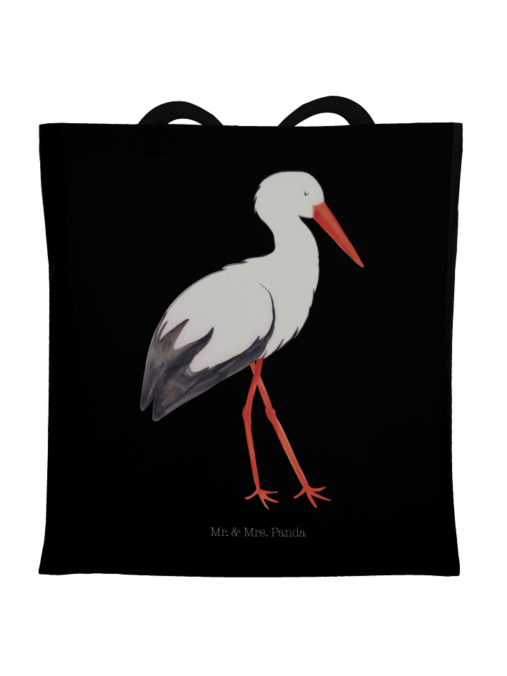 Shopping Tasche Storch ohne Spruch in Schwarz
