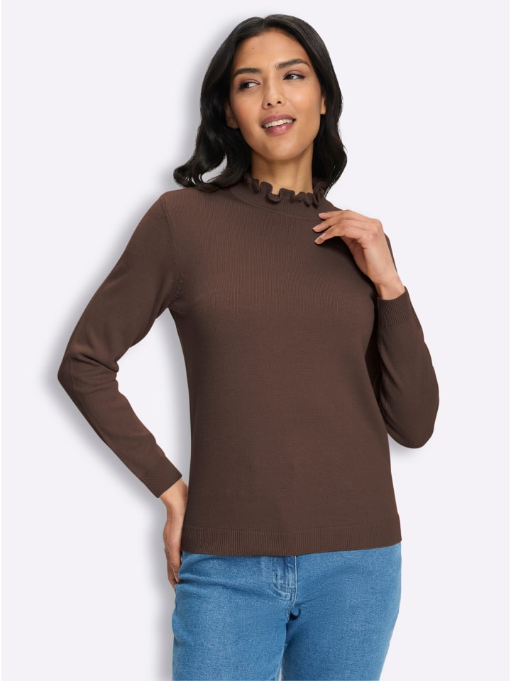Stehkragen-Pullover in schoko