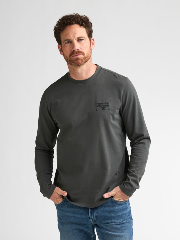 Langarmshirt mit Print forgewall in Grün
