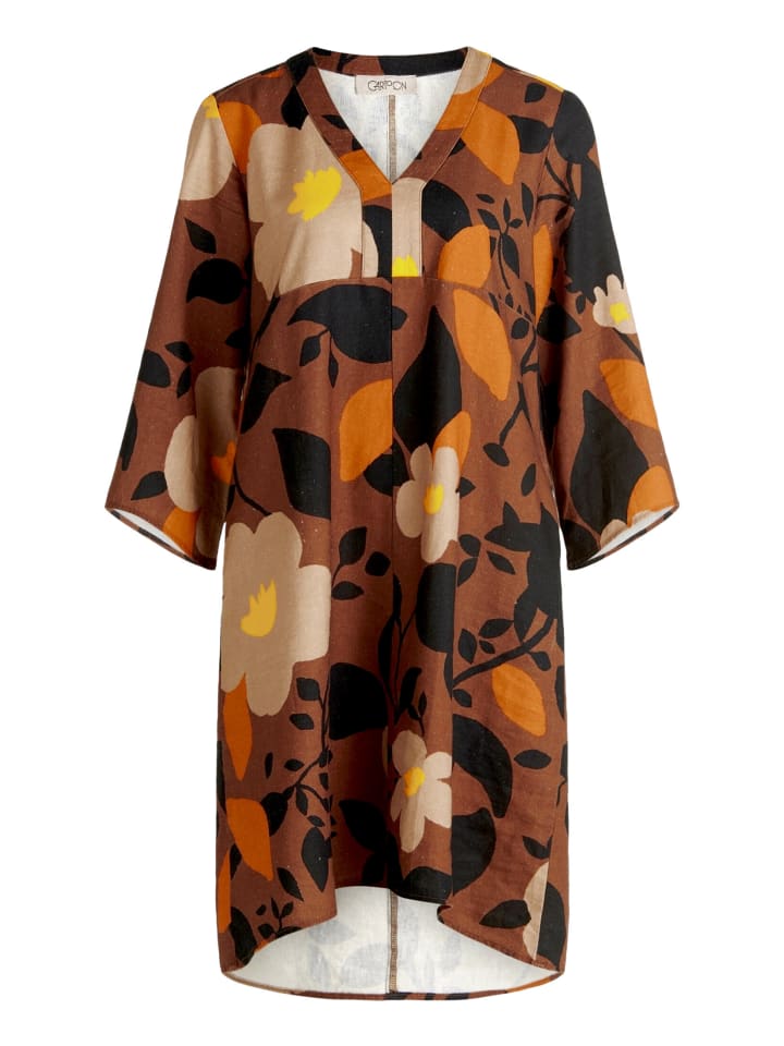 Tunikakleid mit Muster in Camel/Braun