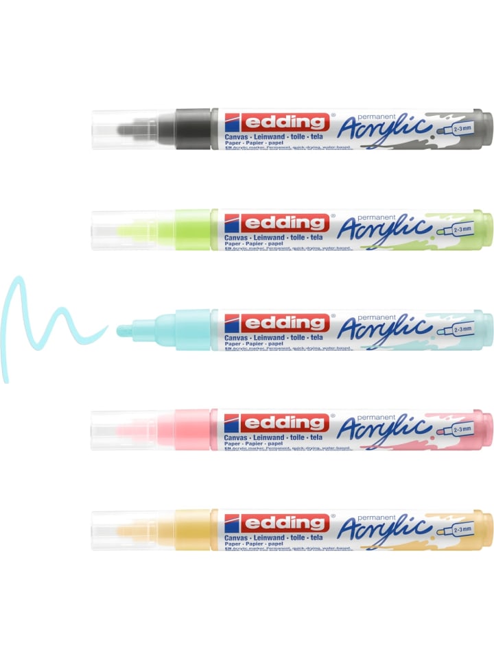 Acrylmarker edding 5100 medium 5er-Set sortiert pastell