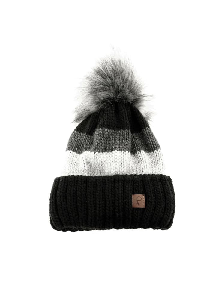 Mütze mit Innenfutter im Herbst oder Winter Bommel-Mütze in Schwarz