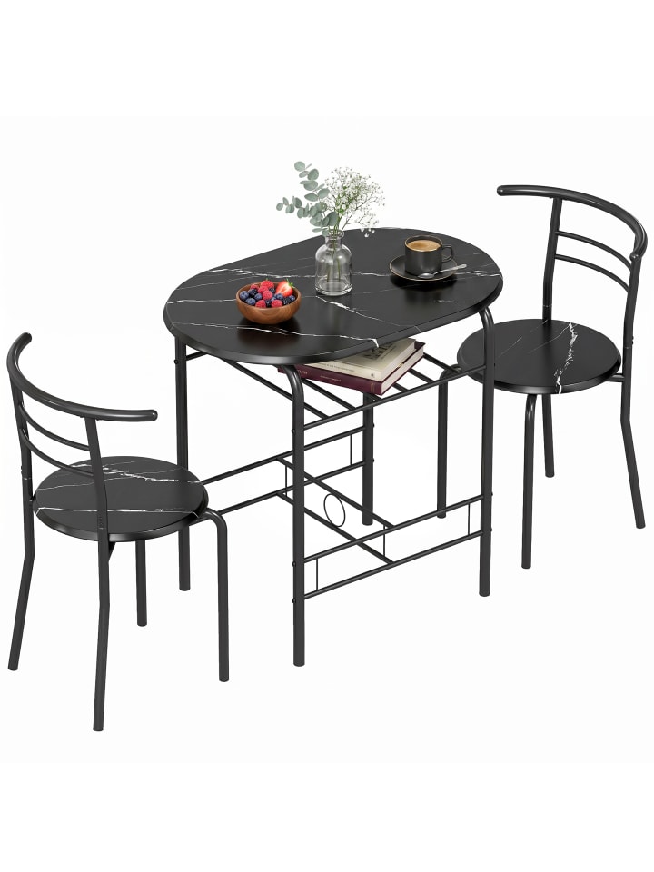 Essgruppe in Schwarz 80L x 52B x 76H cm