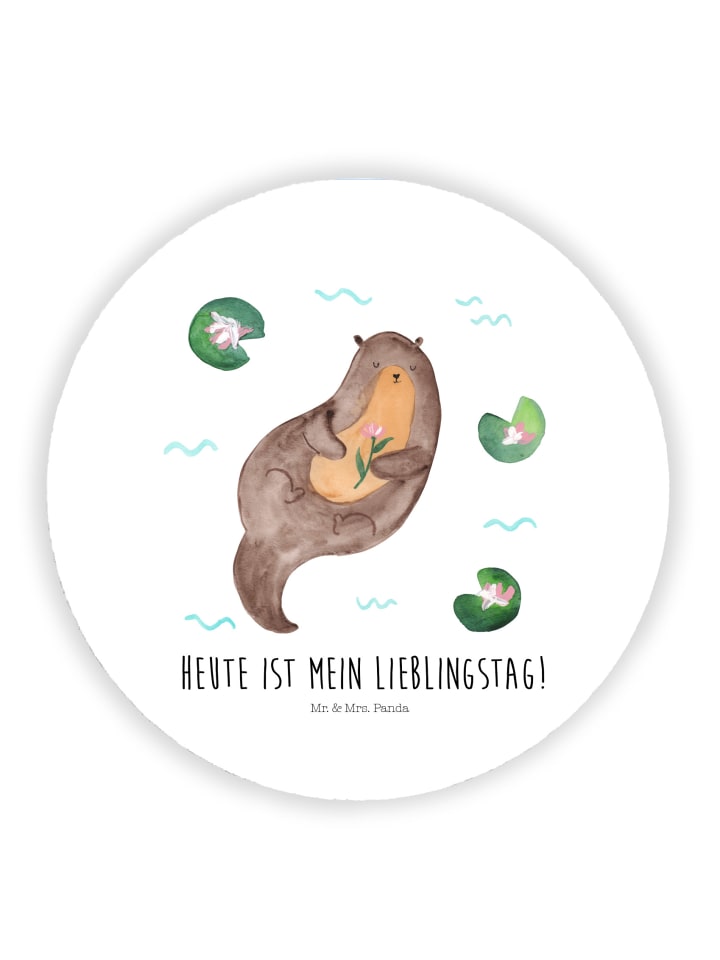 haftmagnet Otter Seerose mit Spruch in Weiß