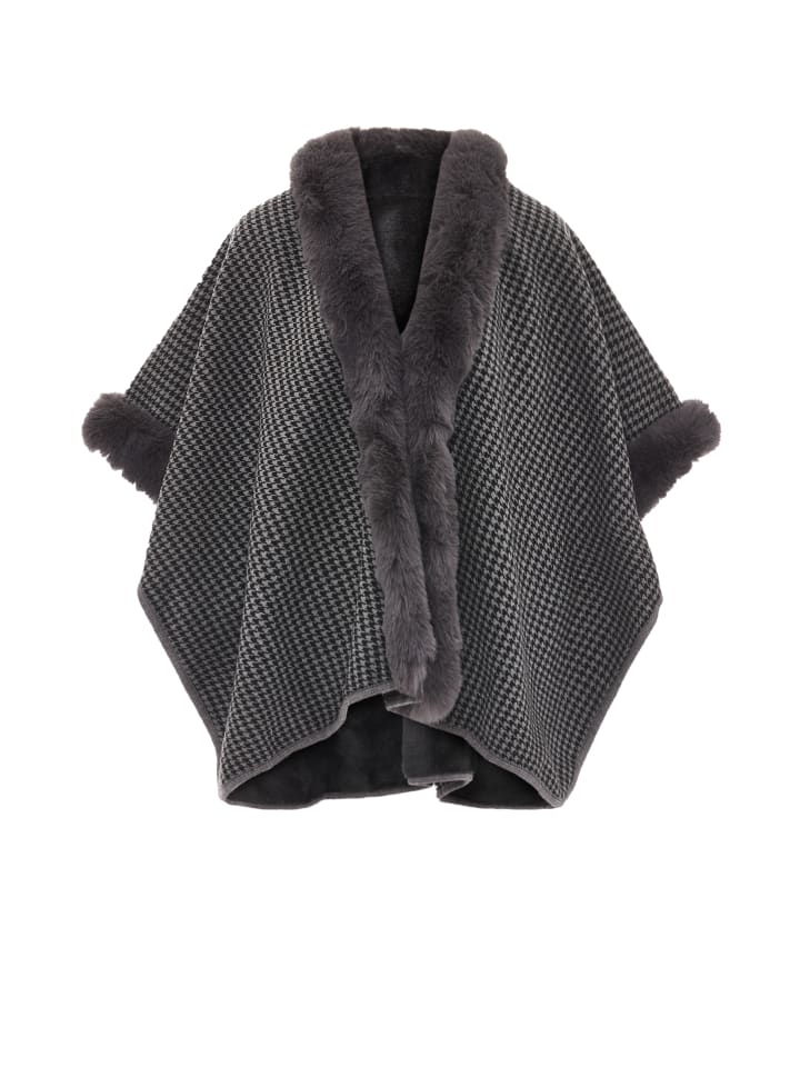 Damen Poncho in Dunkelgrau