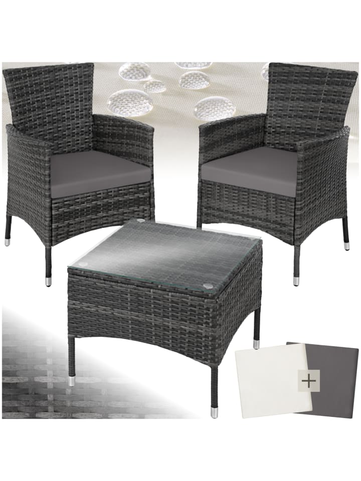 Rattan Gartenset für 2 Personen, 2 Bezugssets