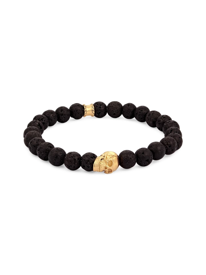 Armband 925 Sterling Silber Totenkopf in Gold