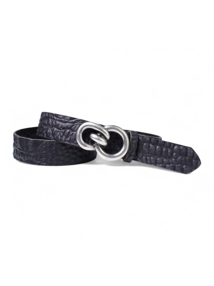 Damen Ledergürtel Kroko in Schwarz