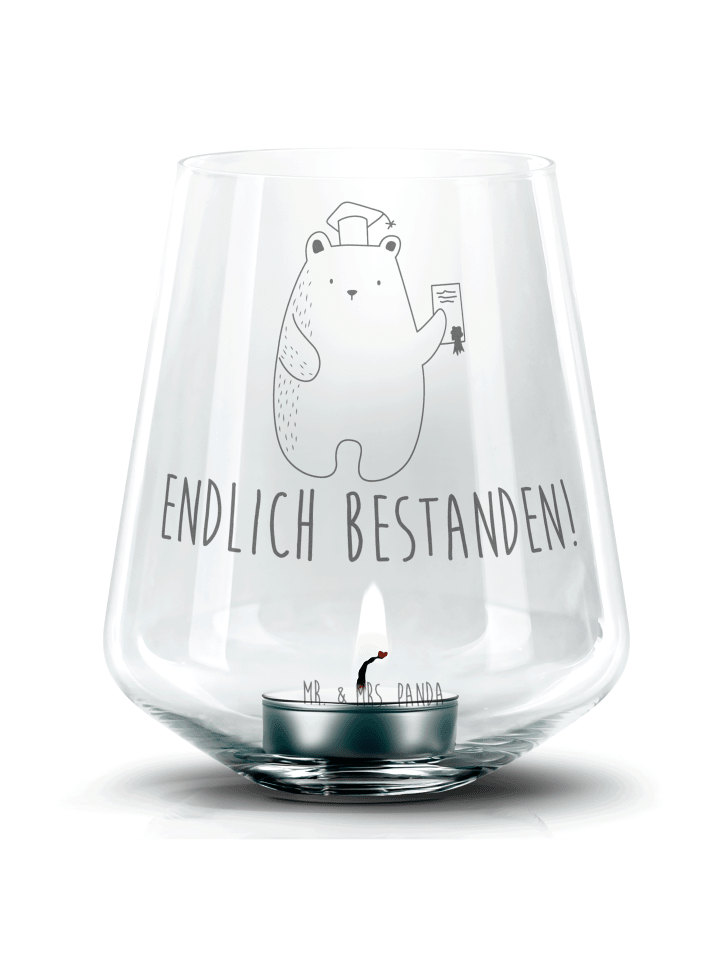 Kerzenständer Bär Prüfung mit Spruch in Transparent