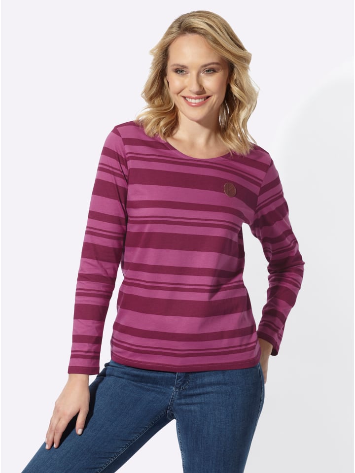 Langarm-Shirt in erika-malve-gestreift