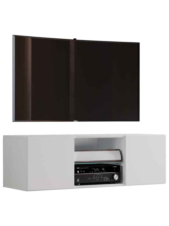 TV Wand Hänge Lowboard Fernsehschrank Jusa 115 in Weiß