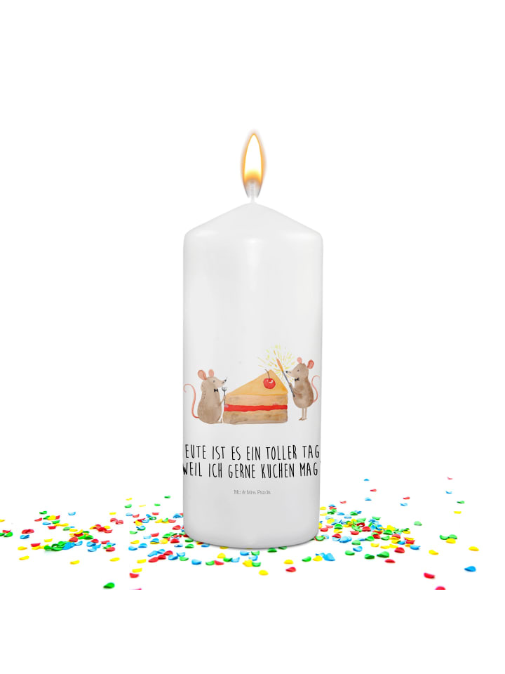 Kerze Mäuse Kuchen mit Spruch in Weiß
