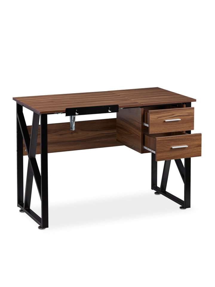 Schreibtisch in Holzoptik/Schwarz - (B)110 x (H)75 x (T)55 cm