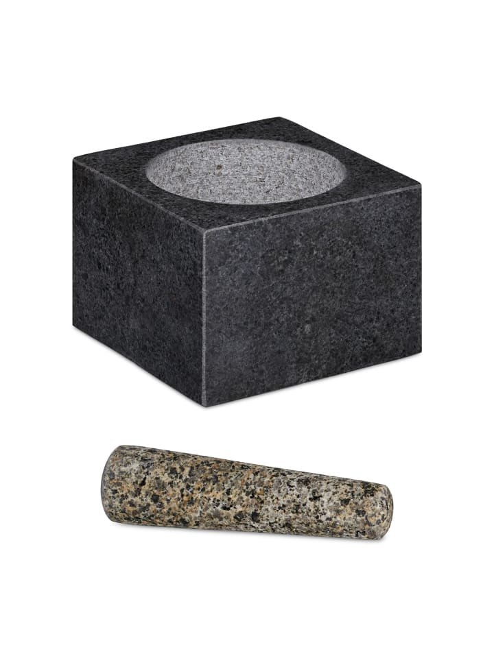 Mörser mit Stößel in Dunkelgrau - (B)14,5 x (T)14,5 cm