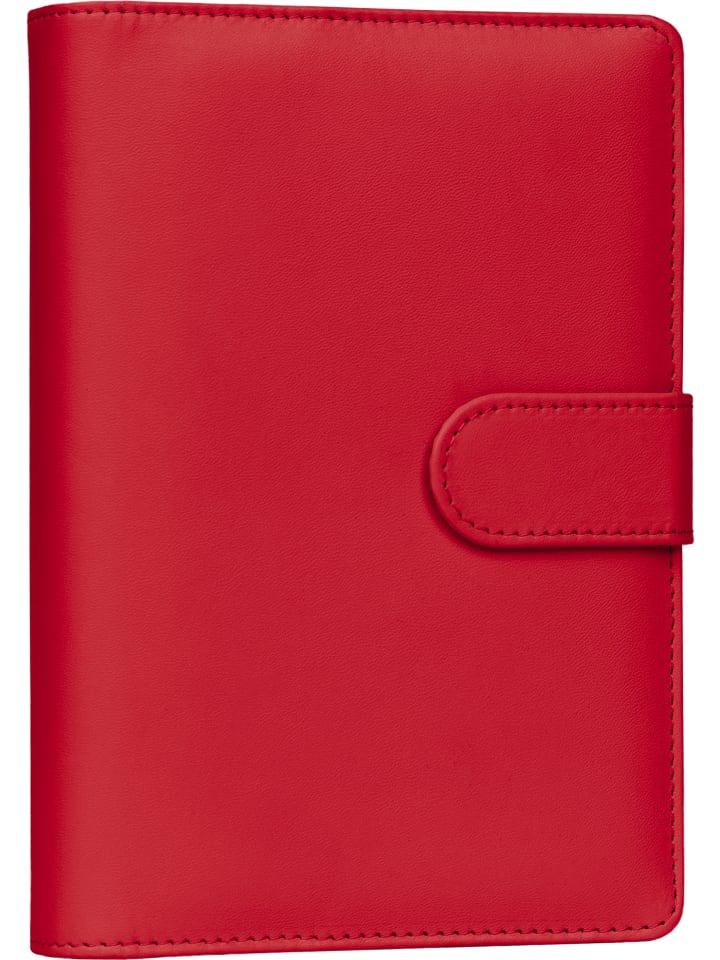 Kalender 2027 Wochenplaner mit 6 Ringen in Rot - 12,5 x 19 cm