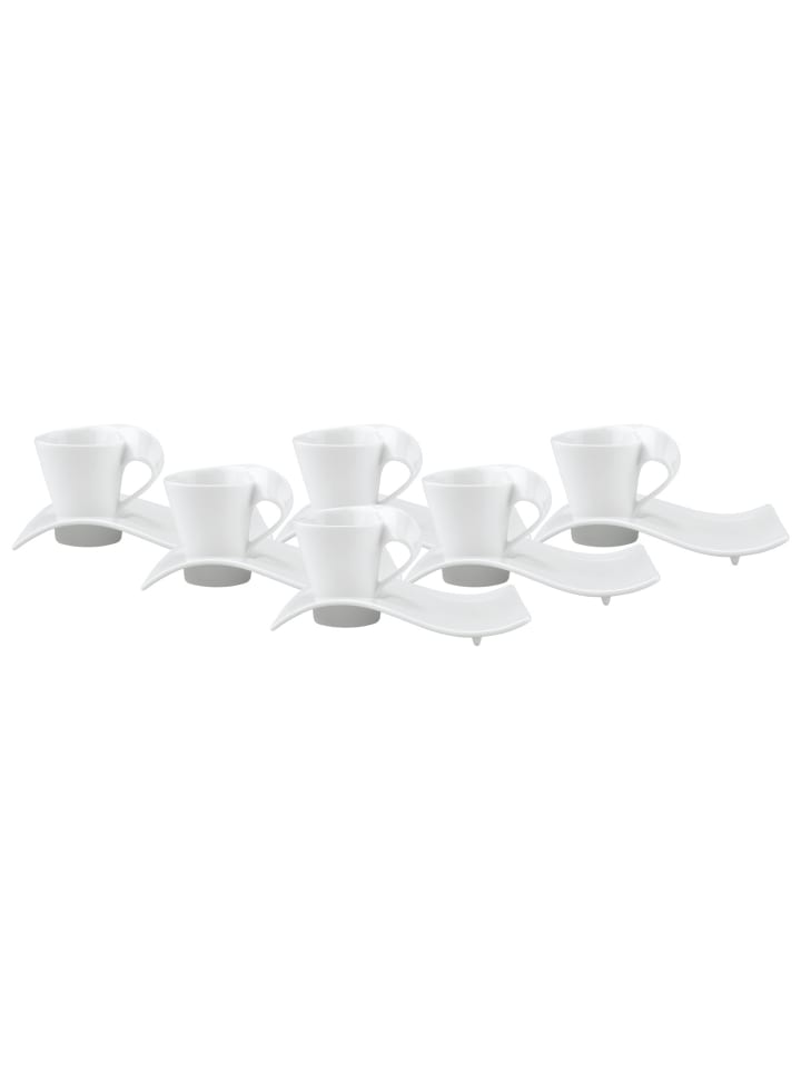 6er Set Espressotassen mit Unterteller NewWave Caffè in 80 ml in weiß