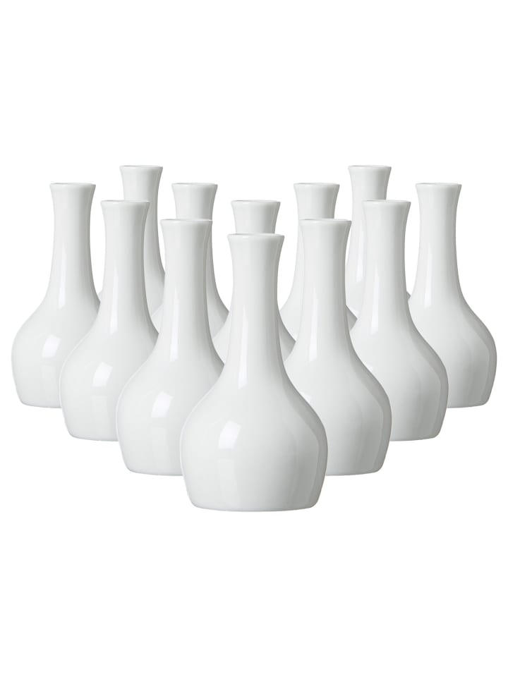 12er Set Vasen Bianco in Weiß 13 cm