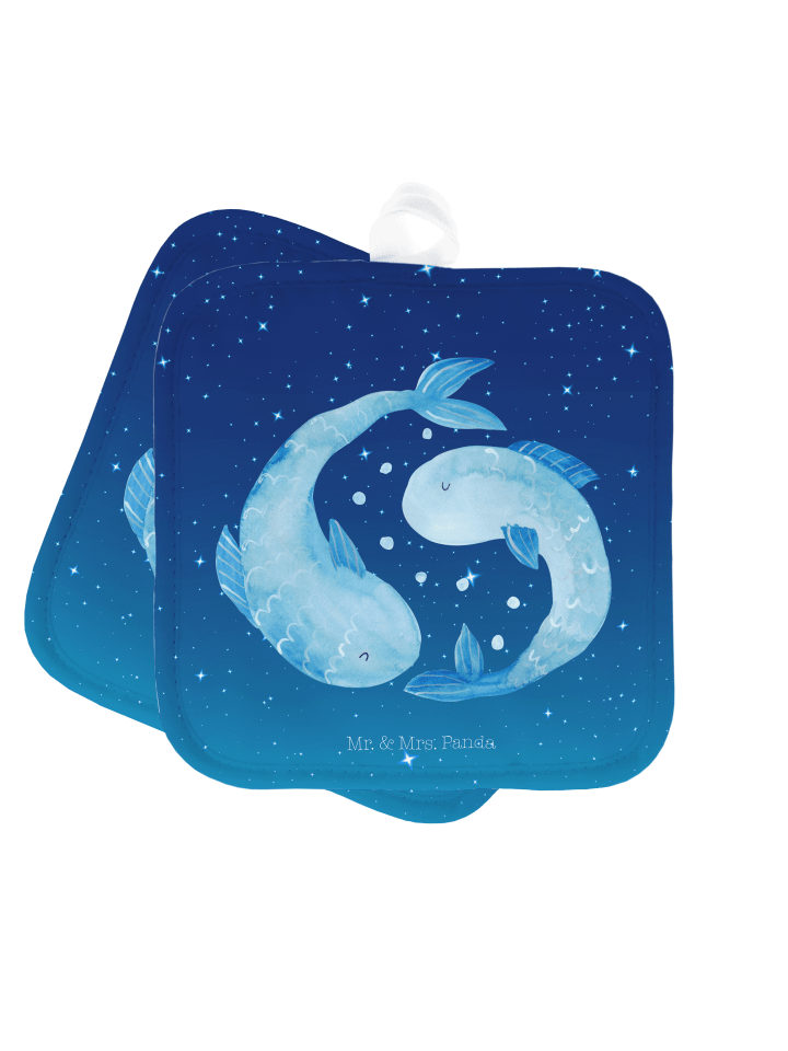 Topflappen Sternzeichen Fische ohne Spruch in Sternenhimmel Blau