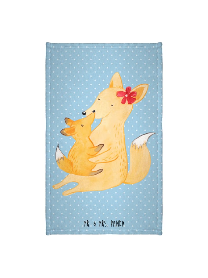 Frottiertuch Fuchs Mama ohne Spruch in Blau Pastell