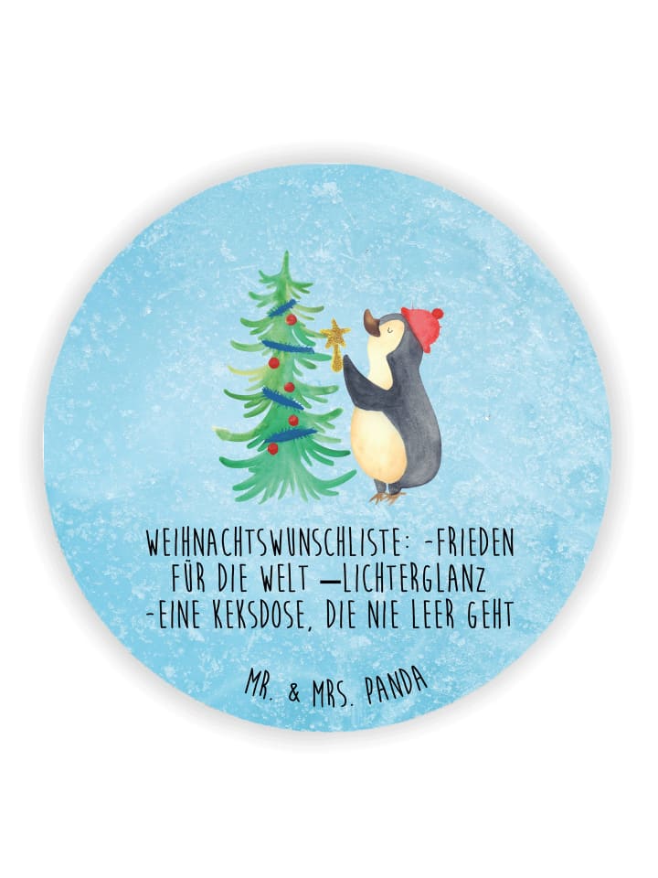 Magnet Pinguin Weihnachtsbaum mit Spruch in Eisblau