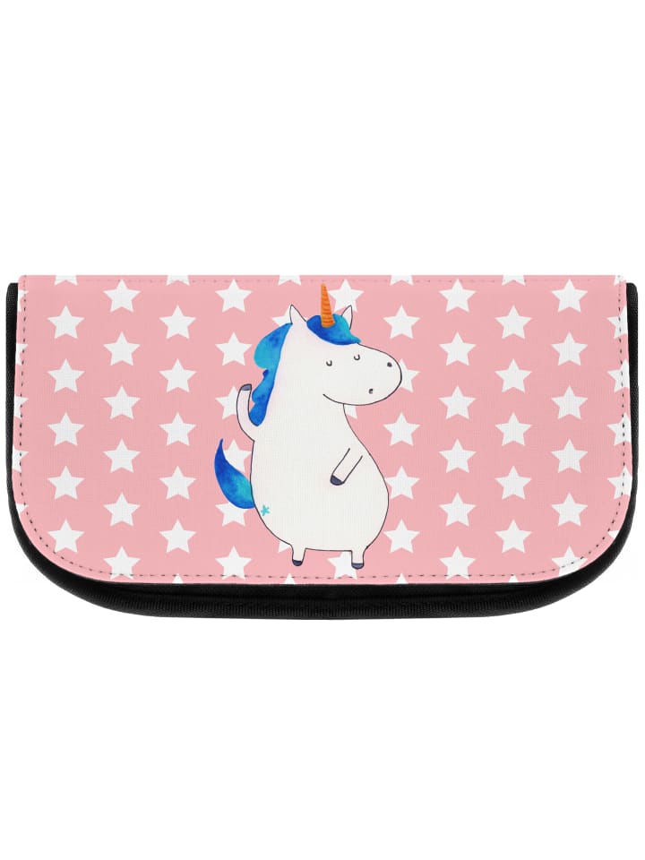 Schminktasche Einhorn Mann ohne Spruch in Rot Pastell