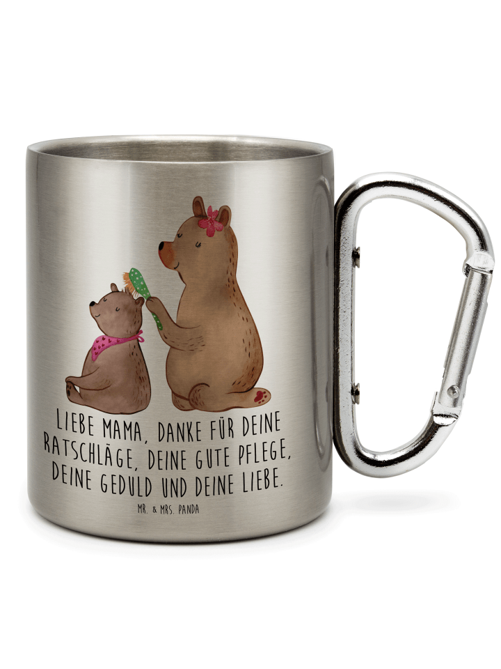 Thermobecher Bär Kind mit Spruch in Silber