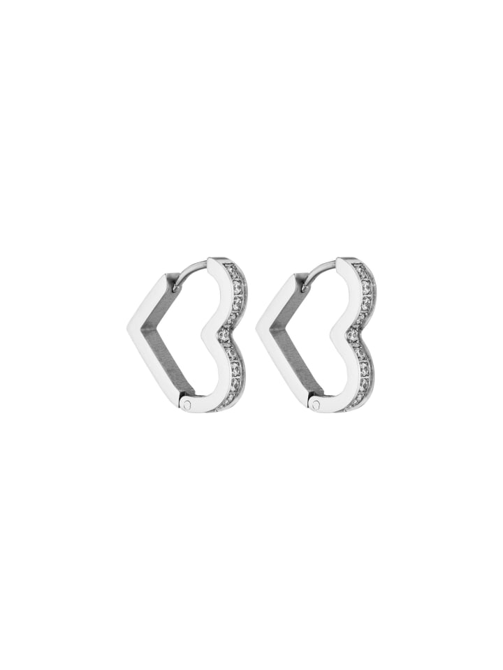 Creolen Glitter Heart Silber