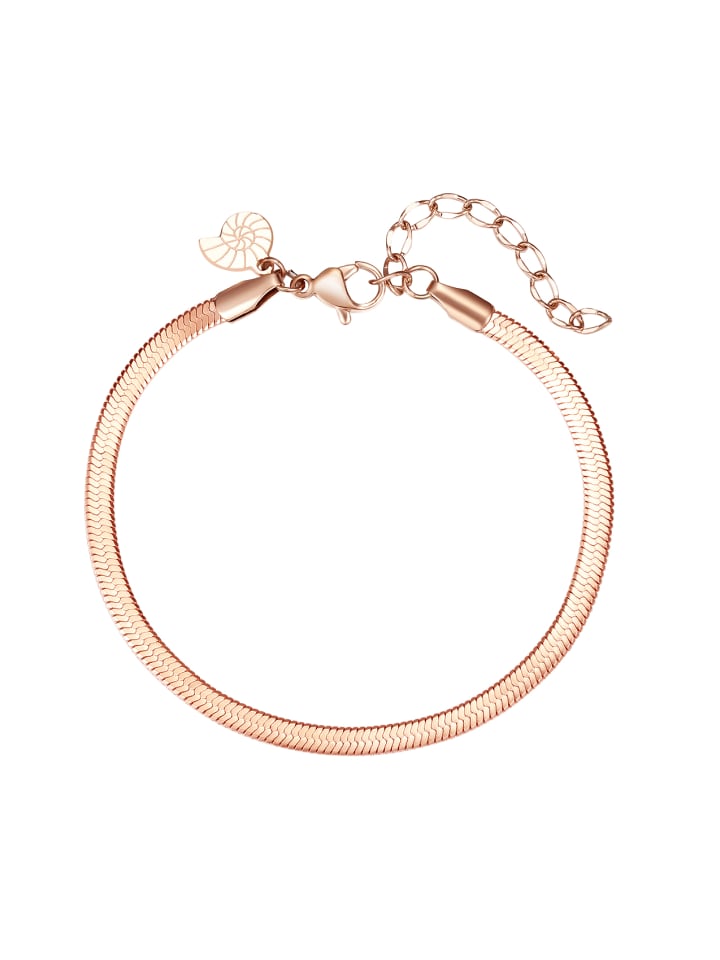 Vergold. Armband Schlangenkette Edelstahl in Rosegold - (L) 15,5-19,5