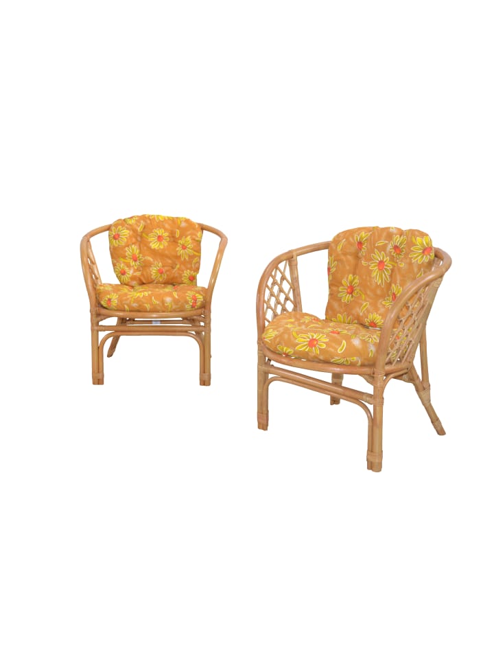 2er-Set Rattansessel mit Kissen Sonja in honigfarben