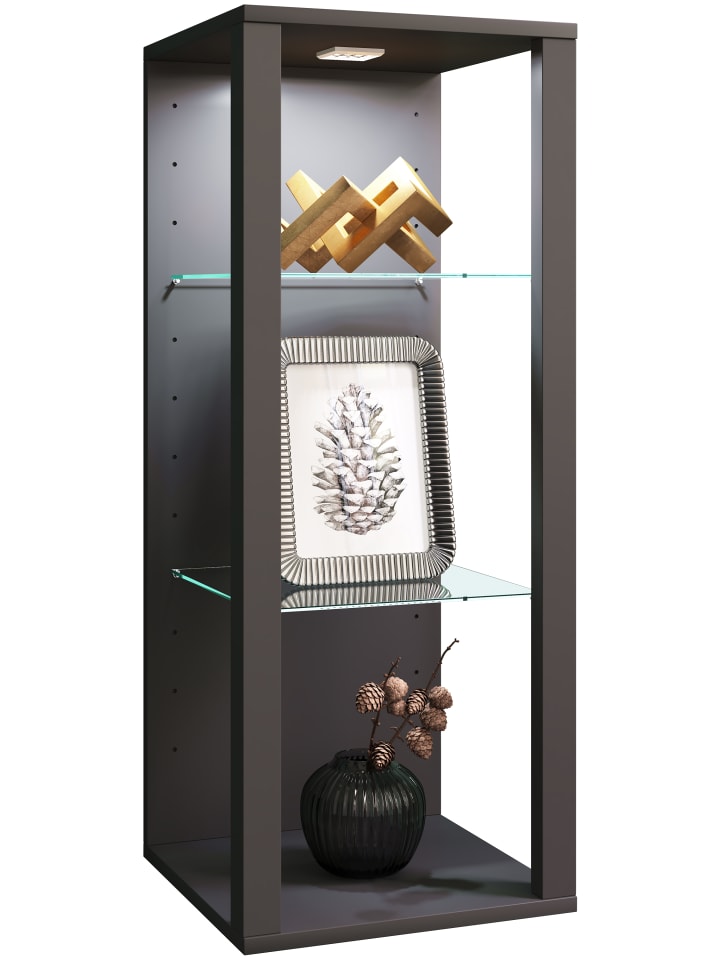 Holz Glas Wandvitrine Wandregal Glasol MW in Anthrazit