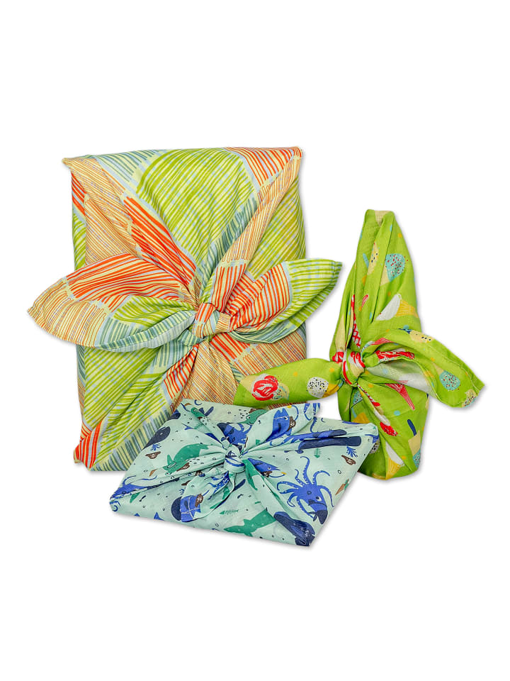 Furoshiki Geschenktuch-Set Sommer, verpacken auf Japanische Art in Bunt