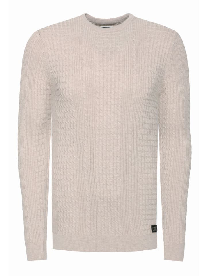 Super-Slim-Fit Streetwear Fein Strick Pullover in Beige
