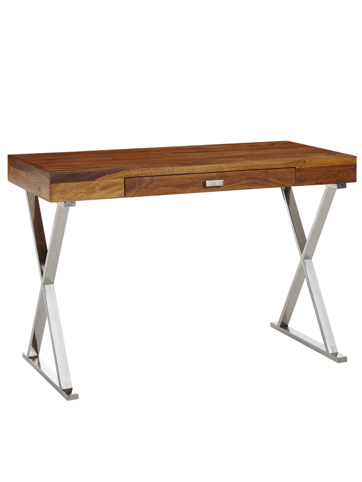 Schreibtisch in Silber / Sheesham / 120x55x78