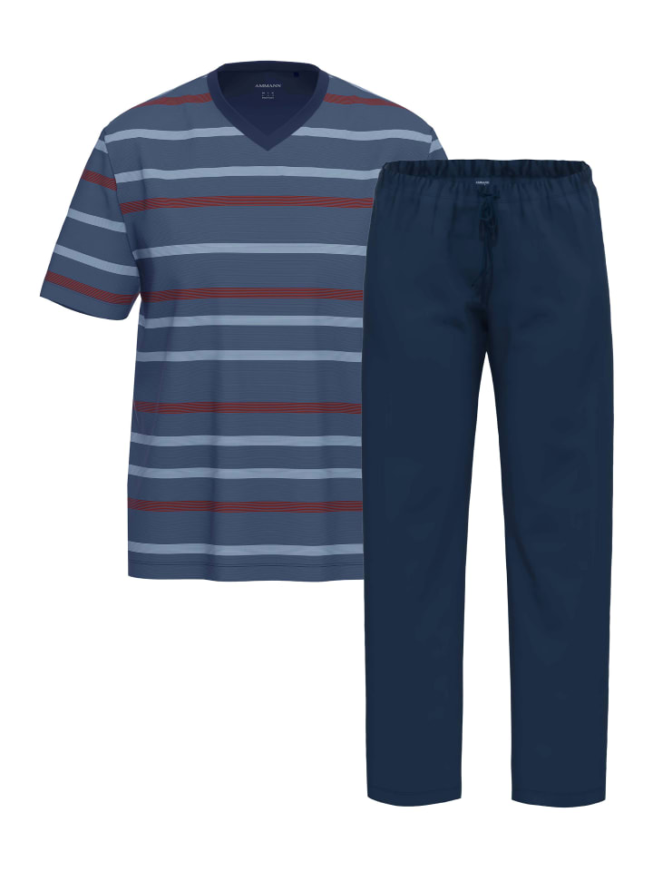 Schlafanzug Night & Home Cotton in Dunkelblau