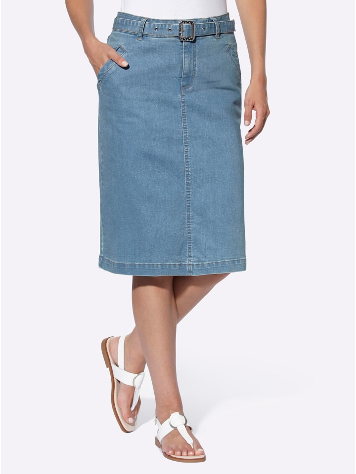 Jeans-Rock in blue-bleached