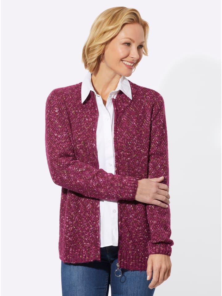 Strickjacke in malve-meliert