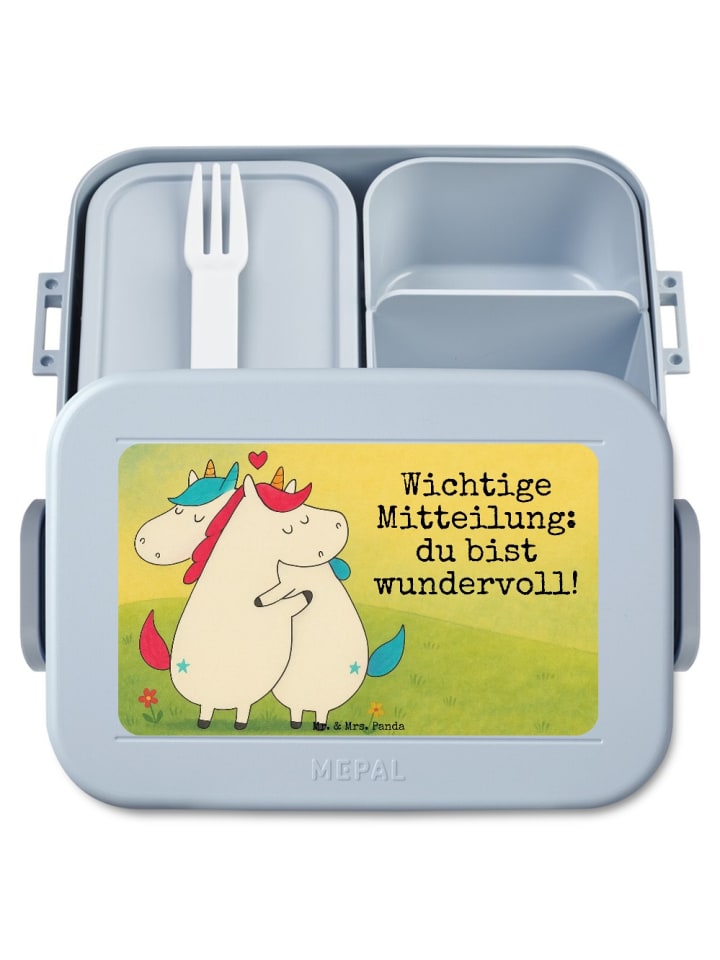 Snack Box Einhorn Mitteilung Design mit Spruch in Blau Pastell
