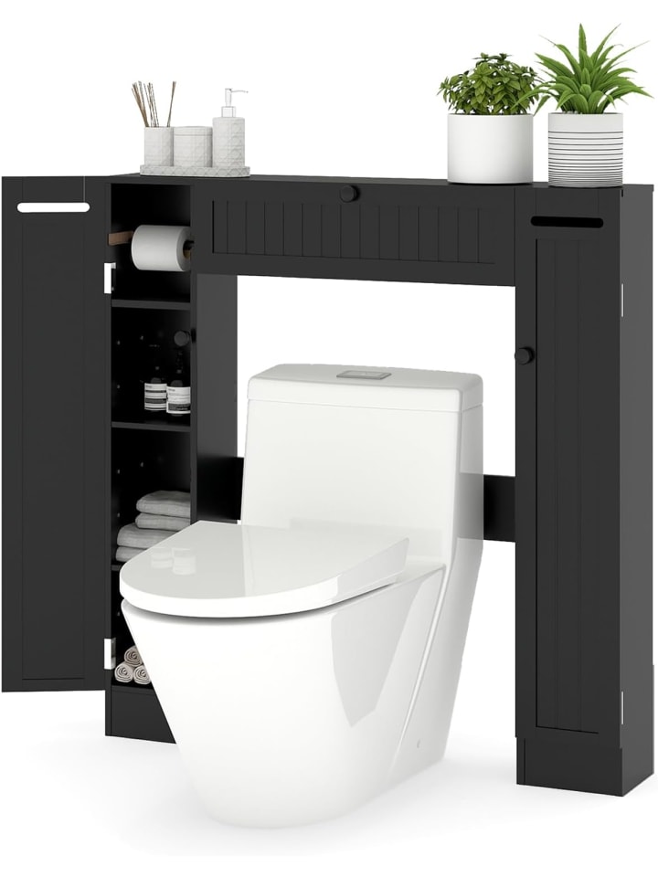 Toilettenschrank mit 2 Türen 89 x 18 x 99 cm in Schwarz