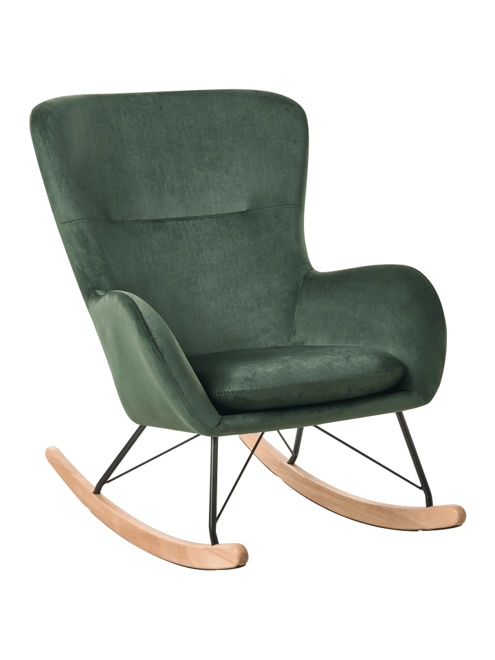 Schaukelsessel ELLAN in Grün/Schwarz/Braun - (W) 71 x (H) 97 x (L) 90 cm