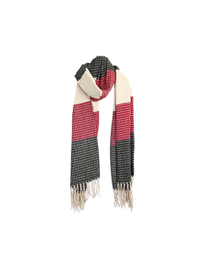 Karierter Schal mit Fransen ideal für den Herbst und Winter in Pink