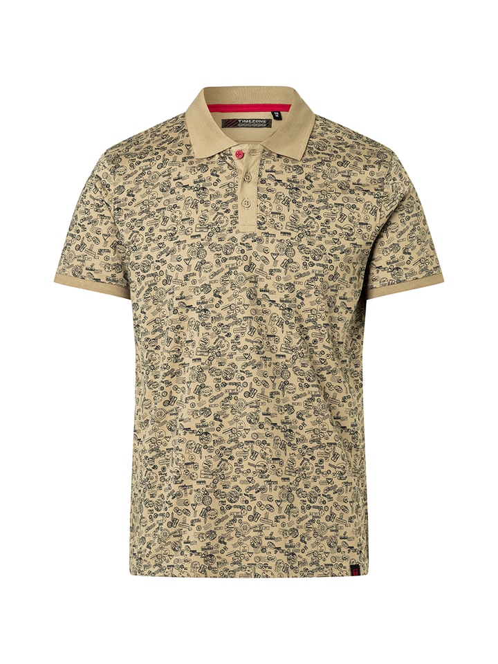 Bedrucktes Poloshirt Kurzarm Knopfleiste Casual in Grün