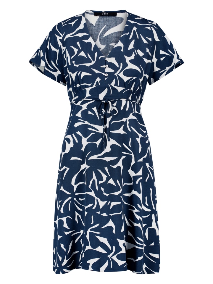 Midikleid mit Print. in Blue/Cream