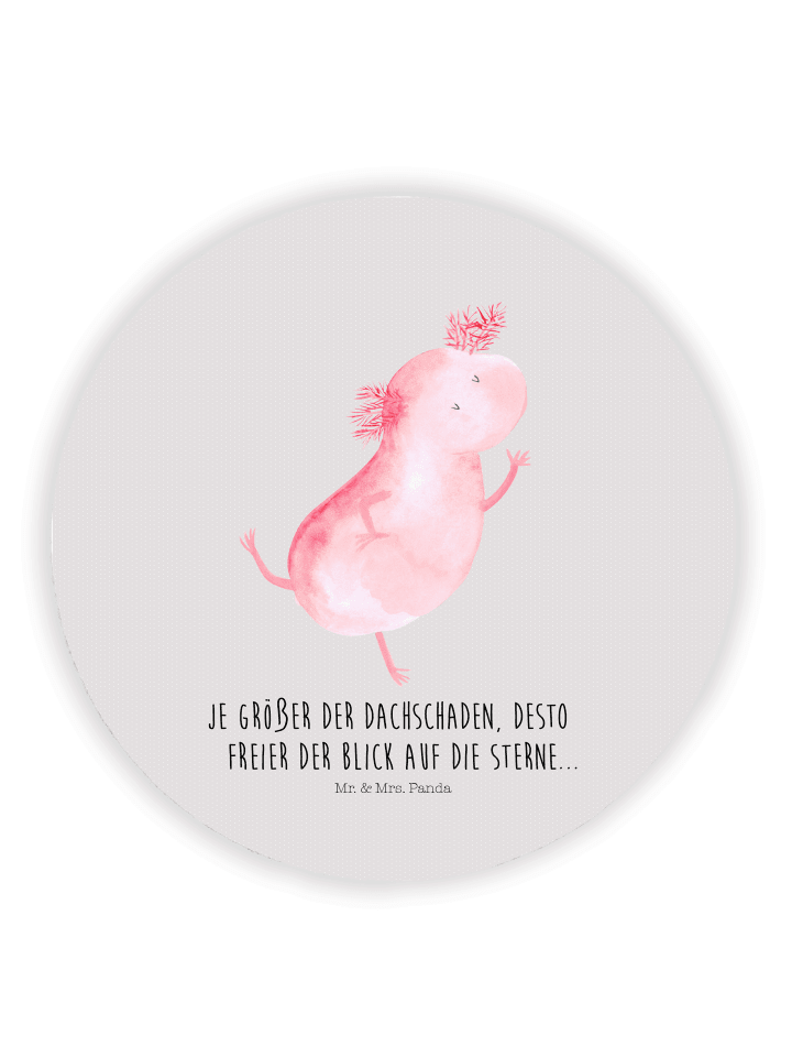 Magnet Axolotl Tanzen mit Spruch in Grau Pastell