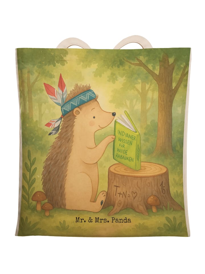 Beuteltasche Igel Federschmuck Design ohne Spruch in Weiß
