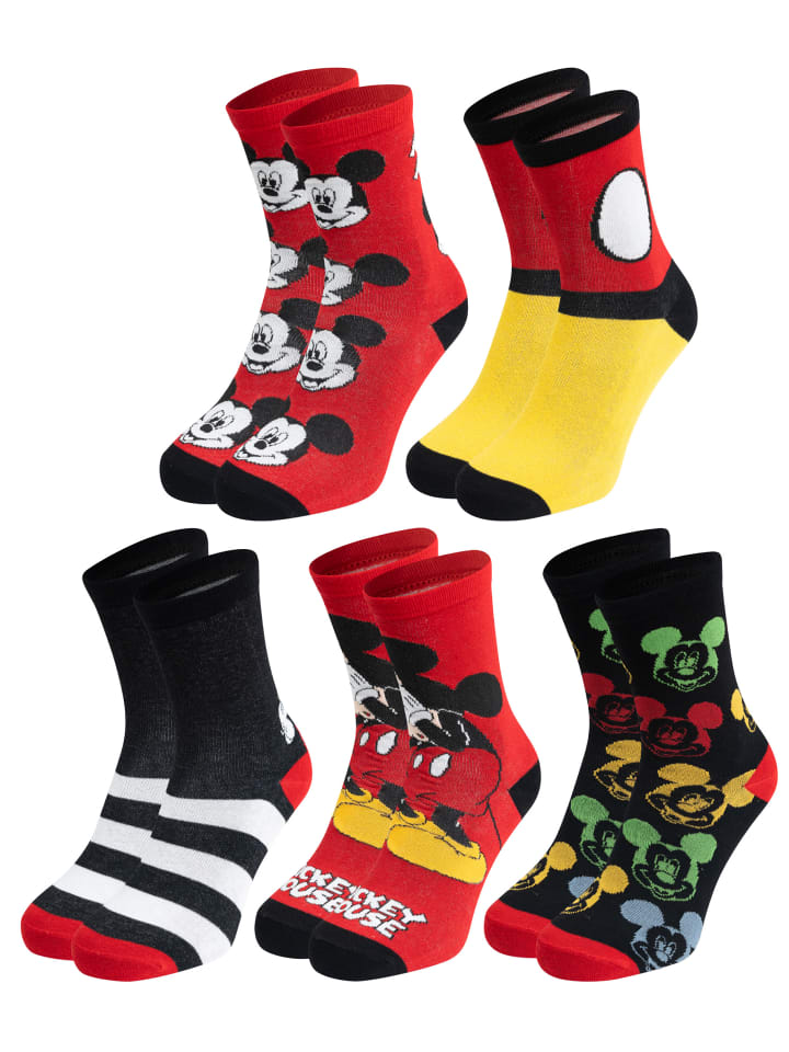 5er Pack Disney Mickey Mouse Socken Sneaker Strümpfe in Mehrfarbig