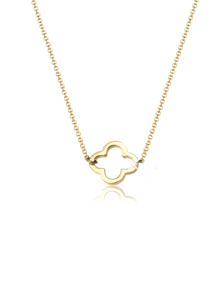 Halskette 925 Sterling Silber Kleeblatt in Gold