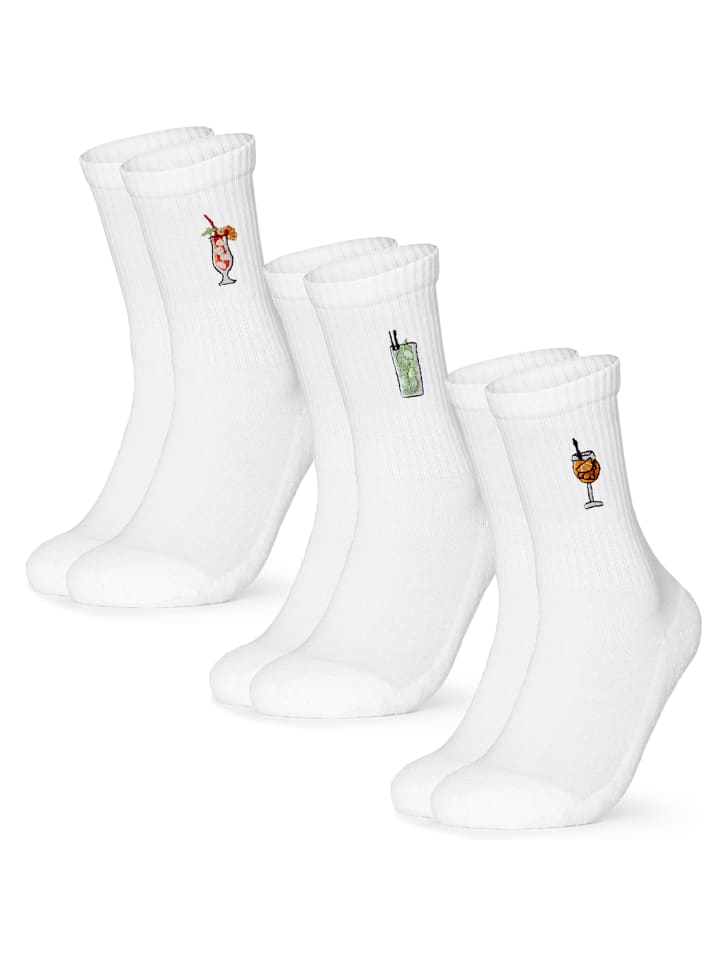 3er Pack Motiv Tennissocken Robin in Drinks