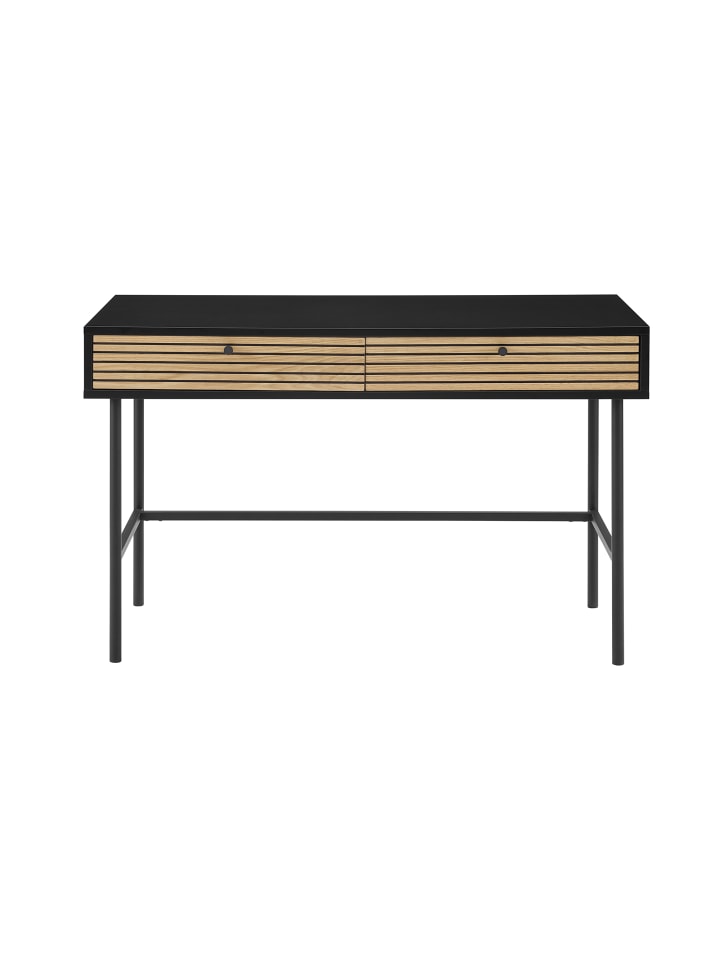 Schreibtisch 120x50 cm mit 2 Schubladen aus Eiche Echtholzfurnier in Schwarz