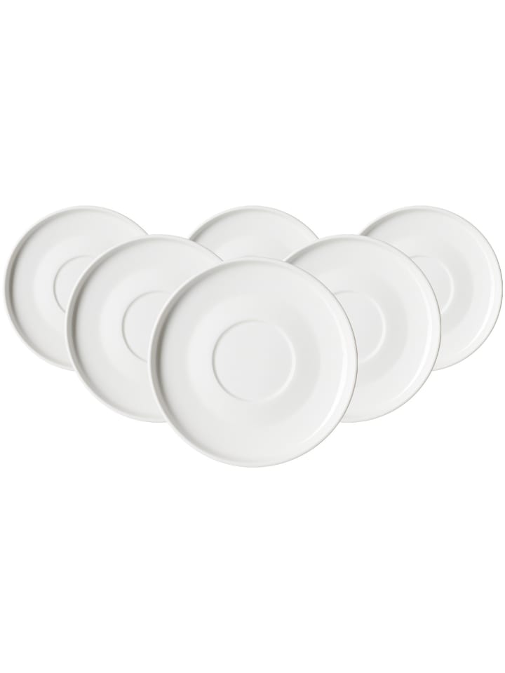 6er Set Kaffeeuntertassen Kelly in Weiß ø 15 cm