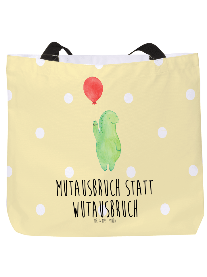 Tasche Schildkröte Luftballon mit Spruch in Gelb Pastell